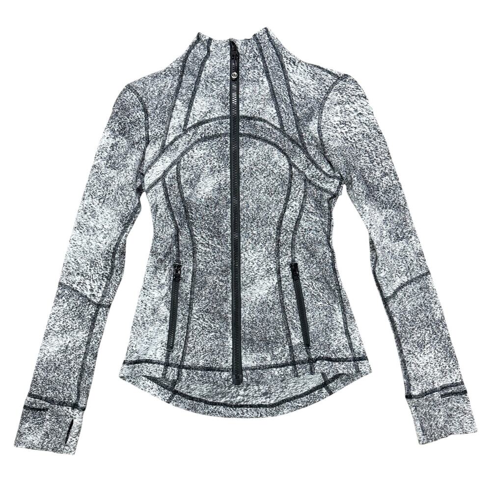 Lululemon Define Jacket Size 4 Luon Denim‎ Twill Black White Sporty Athleisure